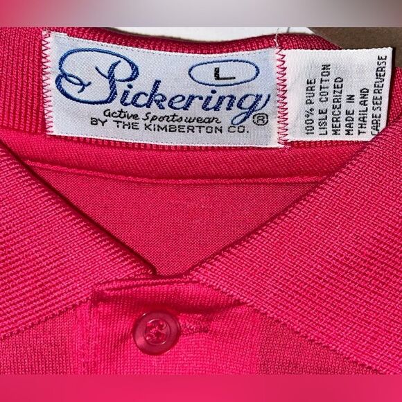 Vintage Pickering Men's PINK Polo Golf Shirt Size L Large NEW NWT Lisle Cotton - Picture 2 of 8